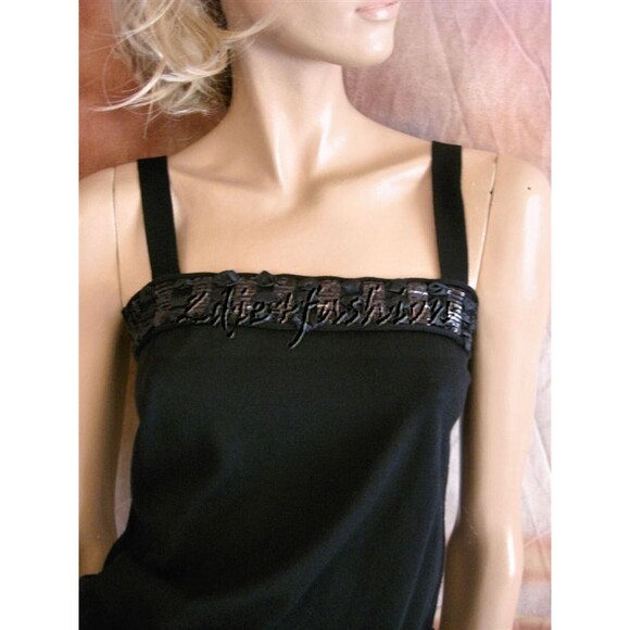 $1970 YVES SAINT LAURENT YSL Black Ribbon Sequin Stretchy Sweater Top M - Picture 5 of 7